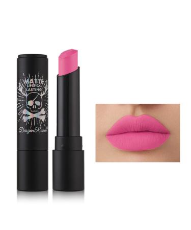 MIESCHER Pink Matte Lipstick Tube  Smudge Proof Long Lasting Matte Velvety Lipstick  Intense & Bold Color Matte Pink Lipstick  High Pigmented Matte Lip Stick  Vivid Colors Waterproof Lip Gloss Halloween Face Paint Stick ...