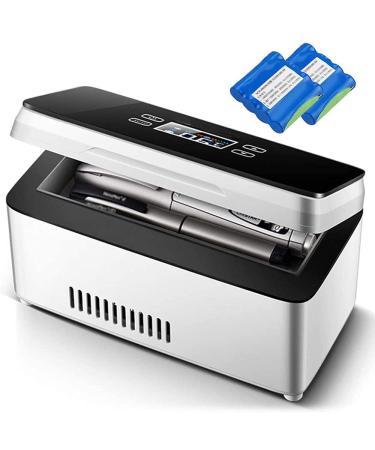 Portable Insulin Cooler Refrigerated Box LCD Display Portable Reefer Car Small Refrigerator Mini Cold Boxes Portable Drug Reefer Mini Drug Constant Temperature Refrigerato 0-18 C Battery 2