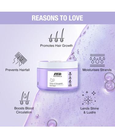 Nykaa Naturals Hair Mask | Deep Conditioner for Dry Damaged Hair | Onion & Fenugreek | 6.76 oz - Suitable for All Hair Types | International Shipping - Buy Online on SooperMarket.com