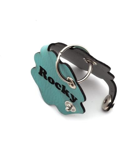 Copter Farm Dog Brand Bag - Engraved Art Leather & Real Leather Dog Collar | Custom Push Button | Turquoise Flower Design - Buy Online on SooperMarket.com