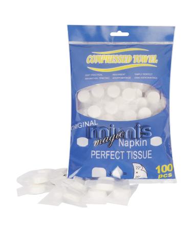 Skycase 100 pieces of compressed towel one -way portable face cloth mini breathable facial towels tablets cotton towels travel sciences handtuc Hpillen for travel camping hotel blue