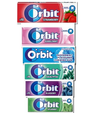 6 Packs Wrigley's Orbit Sugar Free Chewing Gum In Random Flavours Helps keep Teeth Clean And Mouth Fresh (Orbit Peppermint)