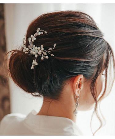 Unicra Bridal Wedding Hair Comb - Silver Crystal & Pearl Hair Accessories for Women & Girls - Buy Online on SooperMarket.com