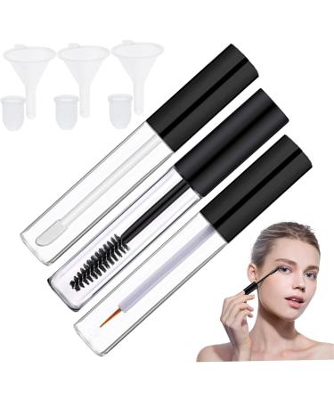 Empty Mascara Tube and Wand 3PCS 10ml Empty Lip Gloss Tubes Transparent Empty Eyeliner Tube with Rubber Inserts and Funnels for DIY Castor Oil - Buy Online on SooperMarket.com