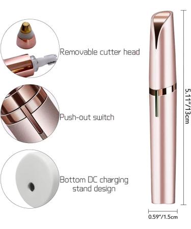 Buy Rose Gold Eyebrow Trimmer for Women - Painless Electric Facial Hair Remover & Razor | Eyebrow Cutter for Mustache & Chin with Comb - Buy Online on SooperMarket.com