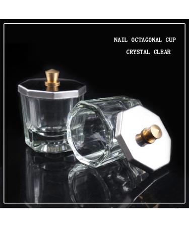 Nail Art Bowl Set - Crystal Glass with Stainless Steel Lid | 2pcs Nail Art Liquid Container & Tools for Perfect Nails - Buy Online on SooperMarket.com