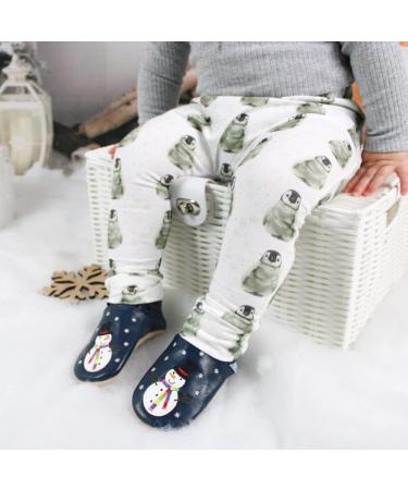 Dotty Fish Soft Leather Baby Shoes for Boys | Non Slip Toddler Shoes with Frosty Snowman Design | 3-4 Years - Buy Online on SooperMarket.com
