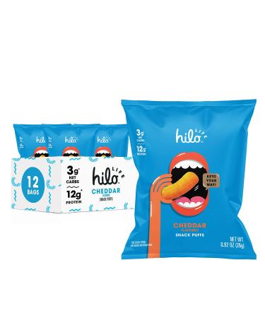 Hilo Life Low Carb Keto Friendly Snack Puffs Cheddar, 0.92 Oz, 12 Count