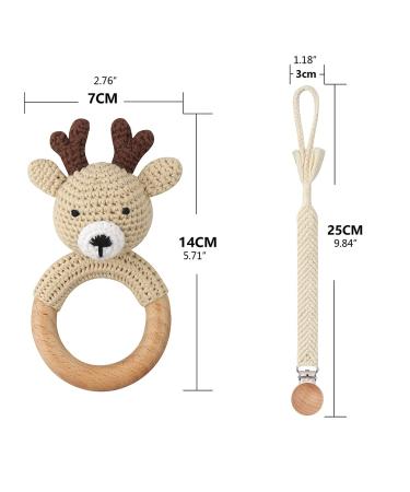 TIAN-K Baby Pacifier Chain - Soft Braided Deer Design Holder for Boys & Girls - Perfect Toddler Toy - Buy Online on SooperMarket.com