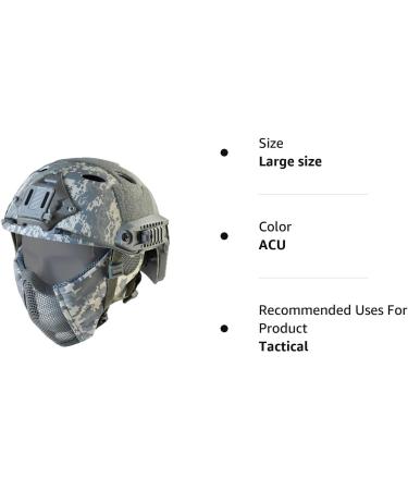 Tactical Foldable Half Face Airsoft Mesh Mask with Ear Protection & Fast Helmet for Adults - ACU - Buy Online on SooperMarket.com