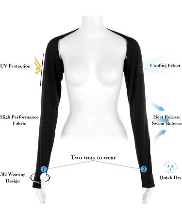 DSLSQD Women's UV Protection Bolero & Cooling Arm Sleeves - Sun Protection Scarf for Outdoor Activities - Black - Buy Online on SooperMarket.com