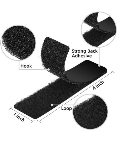 15 Sets Strips with Adhesive - Strong Double Sided Tape with Hook and Loop - 1 x 4 Inch 1 x 4 inch (15 Sets Black) - Buy Online on SooperMarket.com