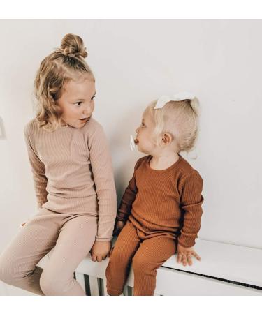20 Colours Ribbed Pyjama for Unisex Boys and Girls | DreamBuy Loungewear for Babies, Women, and Men | 6-12 Months | Caramel - Buy Online on SooperMarket.com