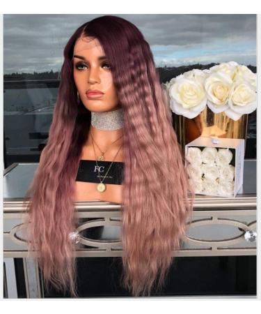 Shop BGHJUE Pink Long Roll Lace Front Wig | Brazilian Straight Human Hair - Pre-Plucked Hairline with Baby Hair - Buy Online on SooperMarket.com