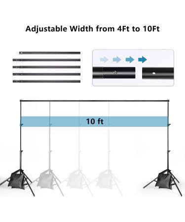 Adjustable Backdrop Stand 6.5x10ft for Parties, Weddings, Photography - ZBWW Photo Video Studio - Buy Online on SooperMarket.com