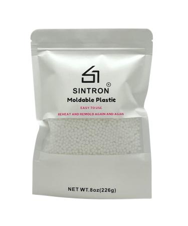 Sintron Moldable Plastic Clay - 8 oz Thermoplastic Beads, Plastic Pellets, Moldable Pellets, Polymorph Pellets (White) for DIY Modeling, Making Creative Activity 8OZ White