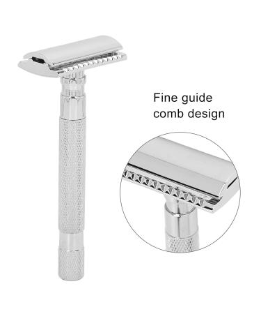 Double Edge Reusable Security Razor - Manual Zinc Alloy for Wet Shaving | Barber Quality (Silver) - Buy Online on SooperMarket.com