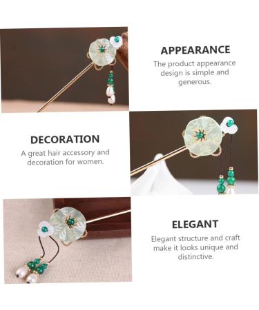 Mikinona Antique Hairpin Green Hair Clips Hanfu Girls Headwear Green Vintage Hairpin Chinese Handmade Hair Accessories Retro Chinese Stylish Clips Retro Hair Pin Copper Bride Walk - Buy Online on SooperMarket.com