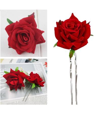 4PCS Small Red Rose Flower Hair Clips - Bridal Hair Pins for Women and Girls - Buy Online on SooperMarket.com