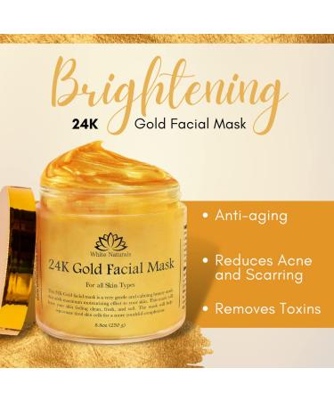 White Naturals 24K Gold Facial Mask - Anti-Aging Face Mask for Flawless Skin, Reduces Wrinkles and Acne Scars, Removes Blackheads and Oils - Buy Online on SooperMarket.com