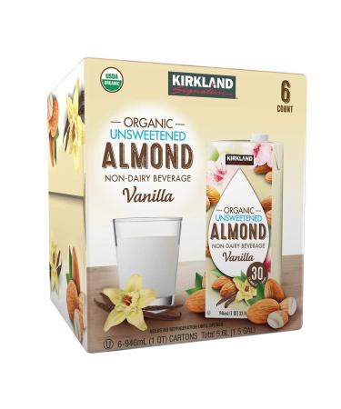 Kirkland Signature Organic Almond Unsweetened Beverage 31.9 Fl Oz Pack of 6 - Buy Online on SooperMarket.com