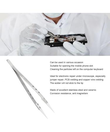 Straight Head Tweezers Tweezer Straight Tip Tweezers Straight Head Fine Tip Stainless Steel Ceramic Anti Magnetism Jumper Repair Tweezers Tweezer - Buy Online on SooperMarket.com