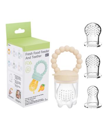 Baby fruit and vegetable pacifier baby fruit and vegetables pacifier baby fruit sucker pacifier for fruit vegetables silicone fruit snuller fruit snuller with 3 pacifier for baby (khaki)