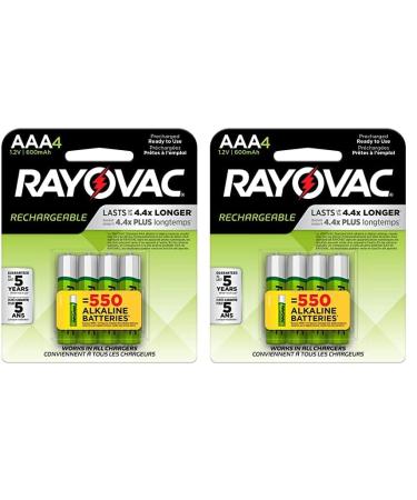 Rayovac AAA Batteries Triple A Battery Rechargeable 4 Count (Pack of 2) 9V 4 Count