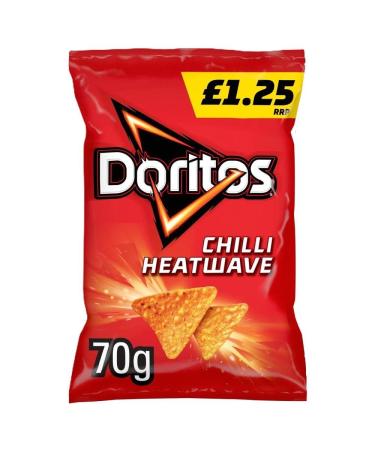 Doritos Tortilla Crisps Snack 18 x 70g PMP Bags (18 x 70g Chilli Heatwave) Chilli Heatwave 1 count (Pack of 1)