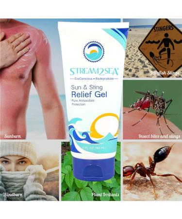 After Sun & Sting Relief Aloe Vera Soothing Gel | 6 Fl oz Paraben Free Cooling Gel for Bug Bites & Sunburn | Stream2Sea - Buy Online on SooperMarket.com