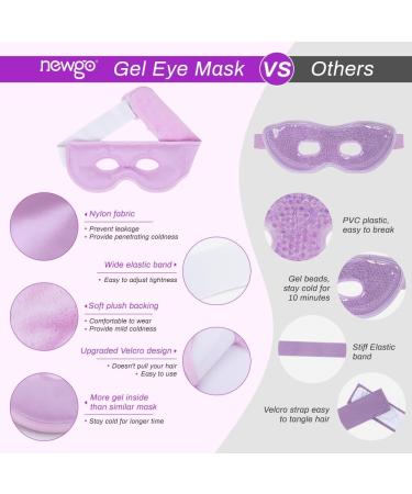 NEWGO Cold Eye Mask - Reusable Hot Cold Therapy Cooling Eye Mask for Puffy Eyes, Migraine, Dark Circles, Dry Eyes, Swollen Eyes, Sinus Pain - Light Purple - Buy Online on SooperMarket.com