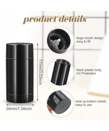 8 Pack 1 Oz Deodorant Containers Empty Black Plastic Twist-up Deodorant Tubes Bottom Filling DIY Travel Refillable Lip Balm Tubes Container - Buy Online on SooperMarket.com