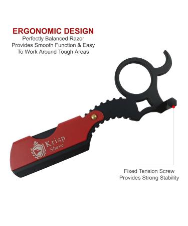 Professional Classic Straight Edge Barber Razor - Close Shaving Shavette with 5 Blades | Salon Quality Beard Grooming by Krisp Beauty - Buy Online on SooperMarket.com