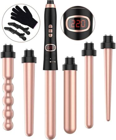 Bestope Pro 6 in 1 Curling Iron Set - Versatile Lockenstab with Attachments Ceramic Curling Wand for Perfect Curls Pink Gold 9-32mm International Shipping Available - Buy Online on SooperMarket.com
