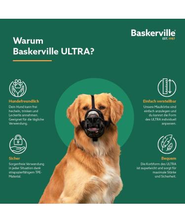 Buy Baskerville Ultra Muzzle Size 6 - Patented Design for Dogs to Pant Eat & Drink - Perfect for Large Breeds Prevents Biting & Wild Animal Browsing - Buy Online on SooperMarket.com