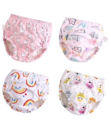 Toddler Potty Training Pants 4 Pack,Cotton Training Underwear Size 2T,3T,4T,Waterproof Underwear for Kids Pink 4T