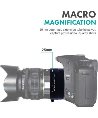 Movo AF 25mm Macro Extension Tube for Canon EOS DSLR Cameras - Auto Focus and Metering Passthrough - Buy Online on SooperMarket.com