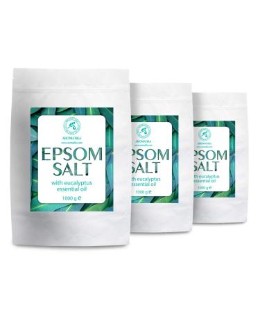 Bathing salt epsom & eucalyptus 3kg - Bittersal salt with essential eucalyptus oil - Magnesium sulfate - Mineral salt - bathing additive for personal hygiene - aromatherapy - relaxation - foot bath eucalyptus 1 kg (3 Pack)