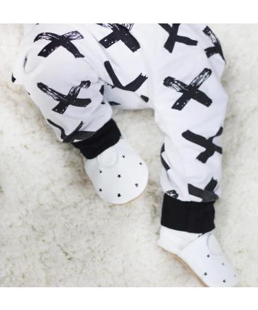Dotty Fish Soft Leather Baby Shoes | Non-Slip Suede Soles | Toddler Boys 0-6 Months to 4-5 Years | White Stars Design - Buy Online on SooperMarket.com