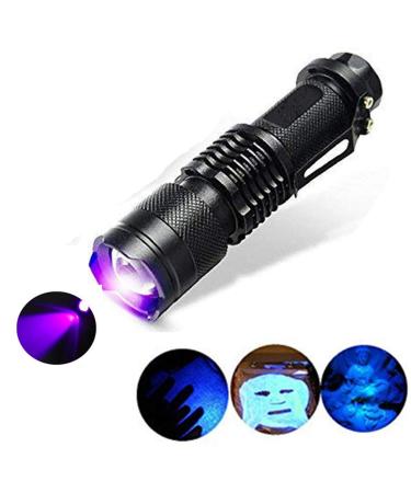UV Flashlight Torch One Mode 300LM Zoomable 396nm UV-Ultraviolet LED Blacklight for Detecting Pet Dog Stains Checking Passport Money Cosmetic and More