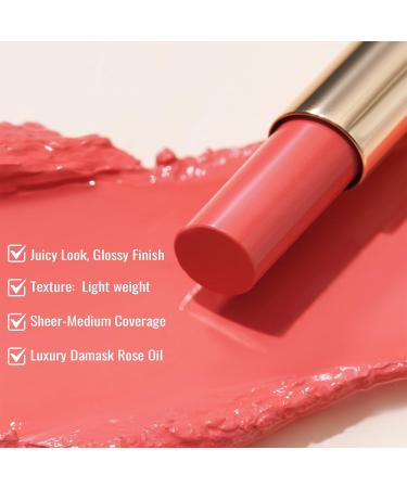 Oulac Coral Peach Moisturising Lipstick: Hydrating Lip Balm for Dry Lips - Juicy Glossy Finish, Vegan & Cruelty-Free (04) - Buy Online on SooperMarket.com