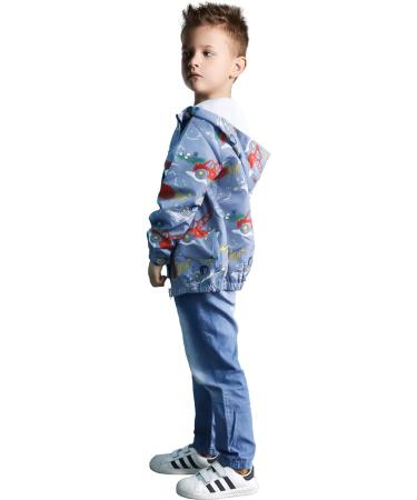 JinBei Toddler Kids Hooded Jacket - Waterproof Windbreaker for Boys 1-7 Years - Sunscreen Outwear Raincoat - Excavatrice Design - Lightweight & Soft - Buy Online on SooperMarket.com