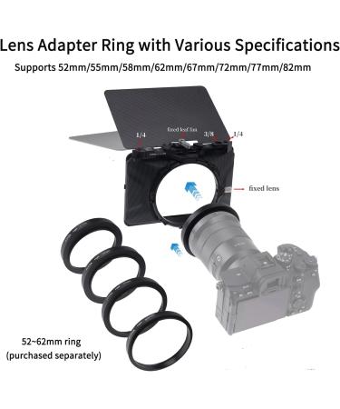 Foto4easy Mini Matte Box: Lightweight 15mm Rod Support for DSLR Mirrorless Cameras - Compatible with 67mm/72mm/77mm/82mm Lenses - Supports 4x4/4x5.65 Filters - Black Standard Edition - Buy Online on SooperMarket.com