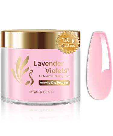 Lavender Violets 120g Pink Acrylic Powder - 4oz Large Dipping Powder Nail Kit 2in1 3D French Nail Art Starter Manicure Strengthen Nail Powder for Acrylic Nail Extension Carving Nails L003