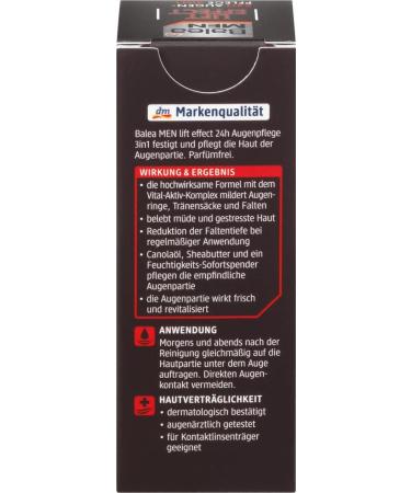 Balea MEN Eye Cream Lift Effect 24h - 15 ml | Anti-Aging Hydration for Men - Buy Online on SooperMarket.com