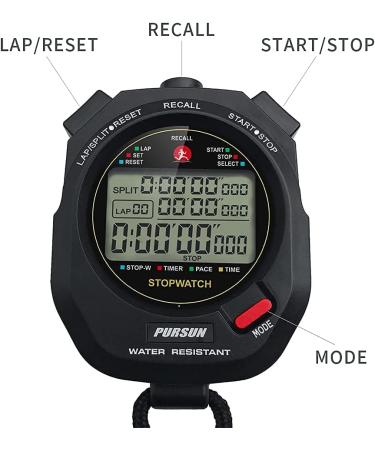 JUNSD Professional Stopwatch Timer for Sports 100 Lap Stopwatch Digital Sports Stopwatch with Countdown Timer 100 Lap Memory 0.001 Second Timing Water Resistant  Black - Buy Online on SooperMarket.com