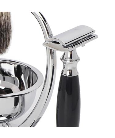 Men's Shaving Brushes Kit - 4 in 1 Stainless Steel Razor Blades Holder & Soft Cleaning Brush | Perfect Father's Day Gift Set for Men - Buy Online on SooperMarket.com