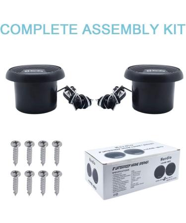 Herdio 3 Waterproof Marine Speakers - 2-Way Full Range Stereo System, 140W MAX Power (Pair) | Motorcycle, Boat, UTV, ATV, Golf Cart Speaker for Powersports & Spa - Black - Buy Online on SooperMarket.com