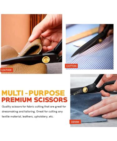 Premium 9-inch Fabric Scissors for Sewing - High Density Carbon Steel Shears with Bonus Measuring Tape for Fabric, Leather, and Metal Cutting - Buy Online on SooperMarket.com