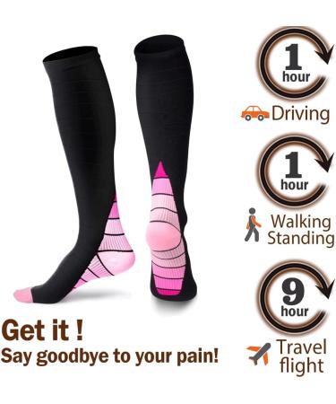 Miana Compression Socks (2 Pairs) for Women & Men - Blue L/XL, Pink - Ideal for Running, Flight, Sports & Travel - Buy Online on SooperMarket.com